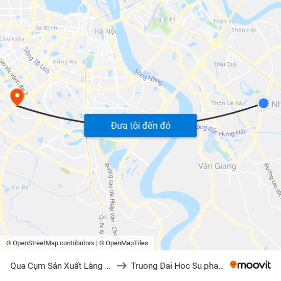 Qua Cụm Sản Xuất Làng Nghề Kiêu Kỵ Khoảng 50m to Truong Dai Hoc Su pham nghe thuat trung uong map