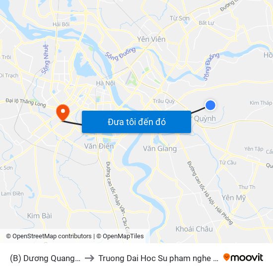 (B) Dương Quang (Gia Lâm) to Truong Dai Hoc Su pham nghe thuat trung uong map
