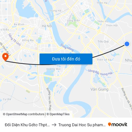 Đối Diện Khu Gdtc-Thpt Dương Xá-Dương Xá to Truong Dai Hoc Su pham nghe thuat trung uong map