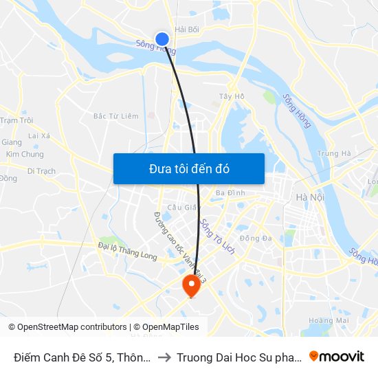 Điếm Canh Đê Số 5, Thôn Võng La-Đê Tả Sông Hồng to Truong Dai Hoc Su pham nghe thuat trung uong map