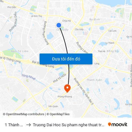 Nhà Nơ.04b1 Đường Thành Thái - Đối Diện Công Viên Cầu Giấy to Truong Dai Hoc Su pham nghe thuat trung uong map