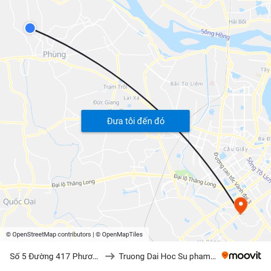 Số 5 Đường 417 Phương Đình - Đan Phượng to Truong Dai Hoc Su pham nghe thuat trung uong map