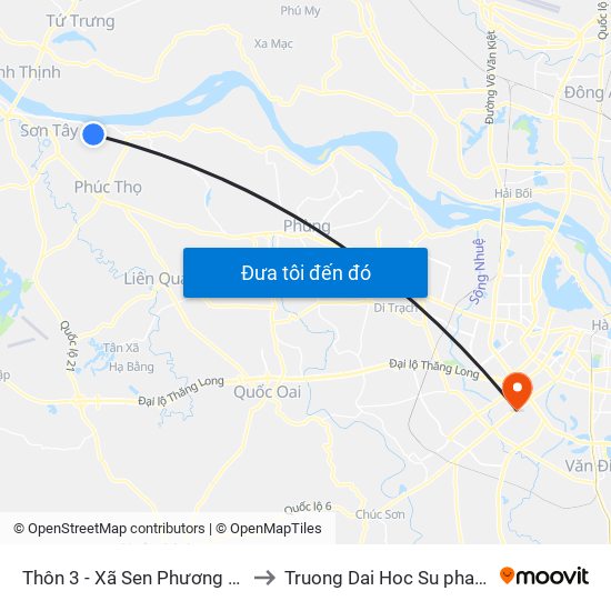 Thôn 3 - Xã Sen Phương  (Chiều Phùng - Bx Sơn Tây) to Truong Dai Hoc Su pham nghe thuat trung uong map