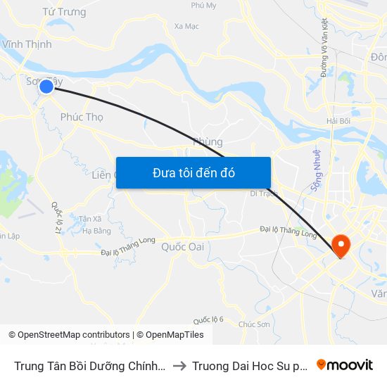 Trung Tân Bồi Dưỡng Chính Trị Sơn Tây - Đường Trưng Vương to Truong Dai Hoc Su pham nghe thuat trung uong map