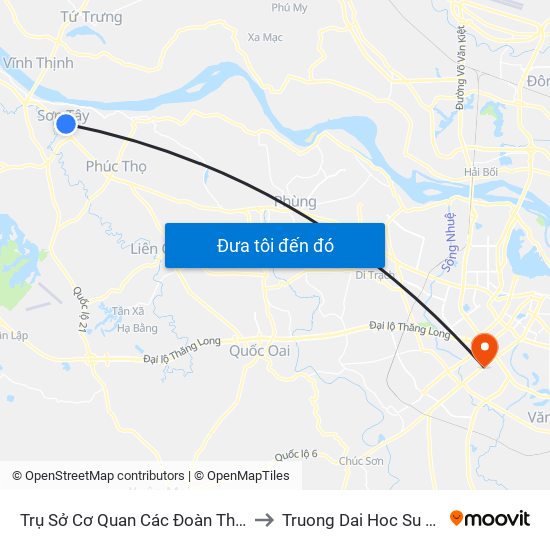 Trụ Sở Cơ Quan Các Đoàn Thể Thị Xã Sơn Tây - Đường Trưng Vương to Truong Dai Hoc Su pham nghe thuat trung uong map