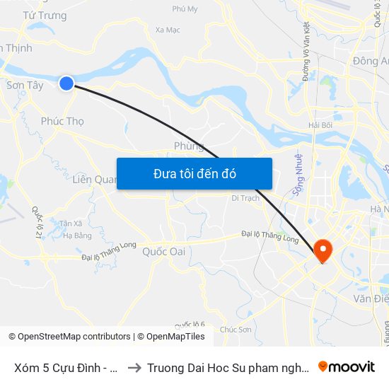 Xóm 5 Cựu Đình - Xã Xuân Đình to Truong Dai Hoc Su pham nghe thuat trung uong map