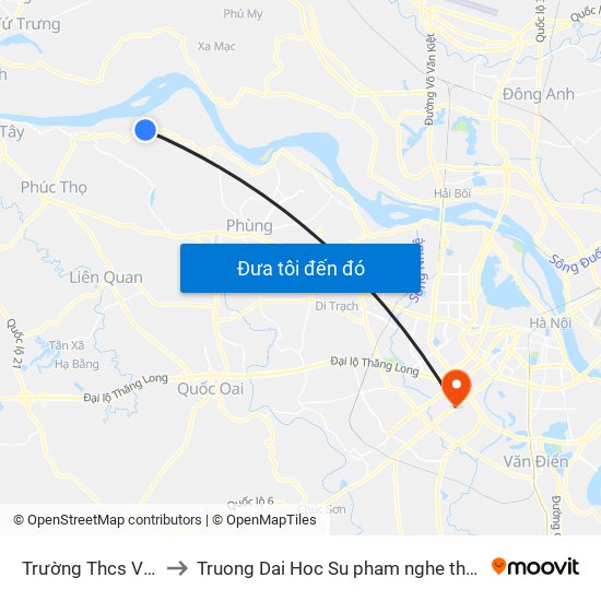 Trường Thcs Vân Nam to Truong Dai Hoc Su pham nghe thuat trung uong map
