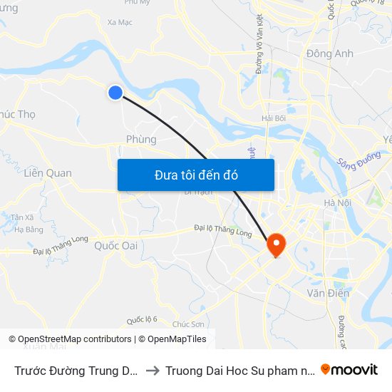 Trước Đường Trung Dương - Đường 417 to Truong Dai Hoc Su pham nghe thuat trung uong map