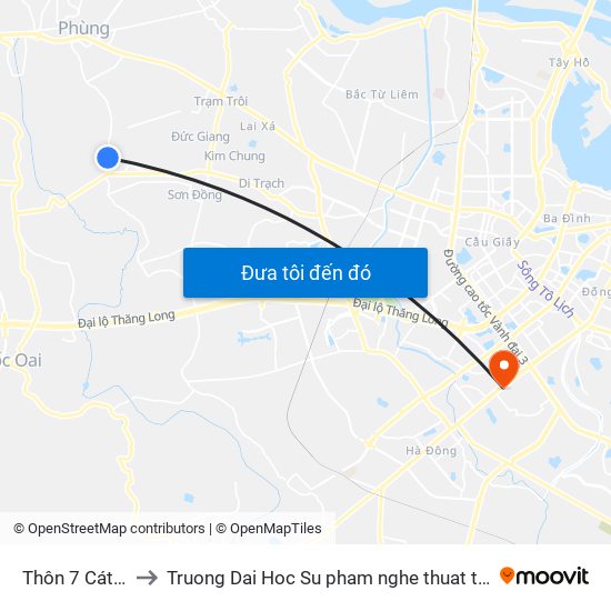 Thôn 7 Cát Quế to Truong Dai Hoc Su pham nghe thuat trung uong map