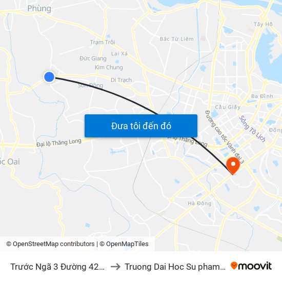 Trước Ngã 3 Đường 422 - Đường Cơ Đê 20m to Truong Dai Hoc Su pham nghe thuat trung uong map