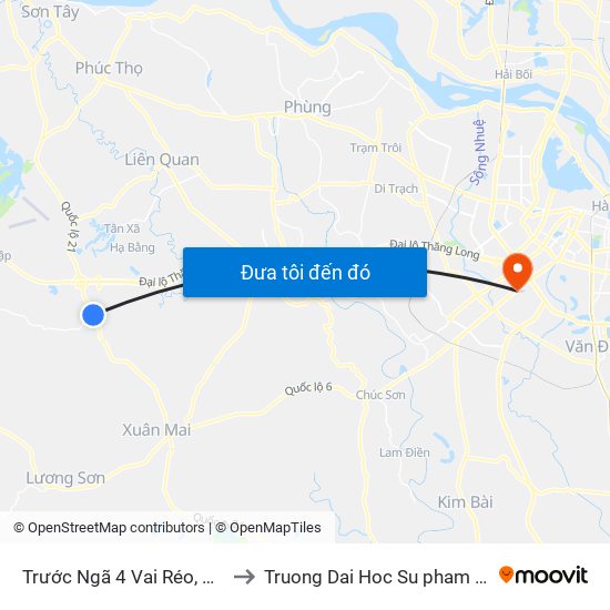 Trước Ngã 4 Vai Réo, Quốc Lộ 21a - Đt446 to Truong Dai Hoc Su pham nghe thuat trung uong map