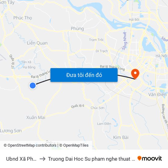 Ubnd Xã Phú Cát to Truong Dai Hoc Su pham nghe thuat trung uong map