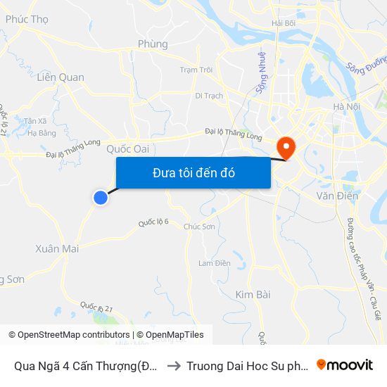 Qua Ngã 4 Cấn Thượng(Đối Diện Cổng Làng Phú Cường) to Truong Dai Hoc Su pham nghe thuat trung uong map