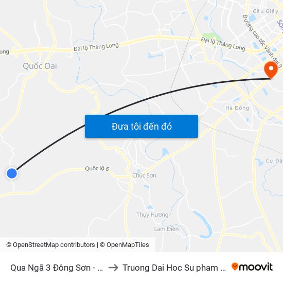 Qua Ngã 3 Đông Sơn - Thôn Quyết Thượng to Truong Dai Hoc Su pham nghe thuat trung uong map