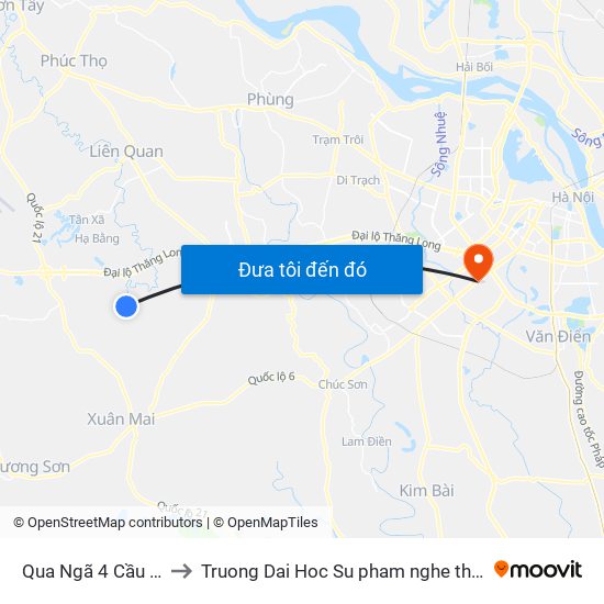 Qua Ngã 4 Cầu Phú Cát to Truong Dai Hoc Su pham nghe thuat trung uong map