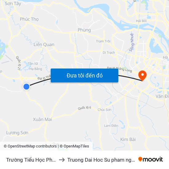 Trường Tiểu Học Phú Cát (Vai Réo) to Truong Dai Hoc Su pham nghe thuat trung uong map