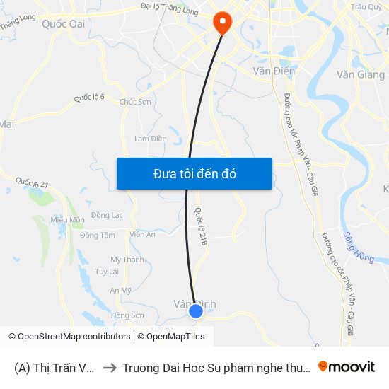 (A) Thị Trấn Vân Đình to Truong Dai Hoc Su pham nghe thuat trung uong map
