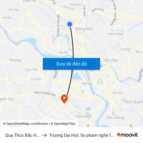 Qua Thcs Bắc Hồng 20m to Truong Dai Hoc Su pham nghe thuat trung uong map