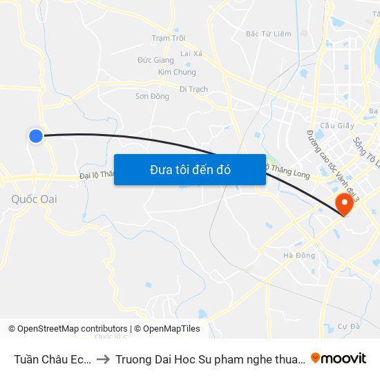 Tuần Châu Ecopark to Truong Dai Hoc Su pham nghe thuat trung uong map