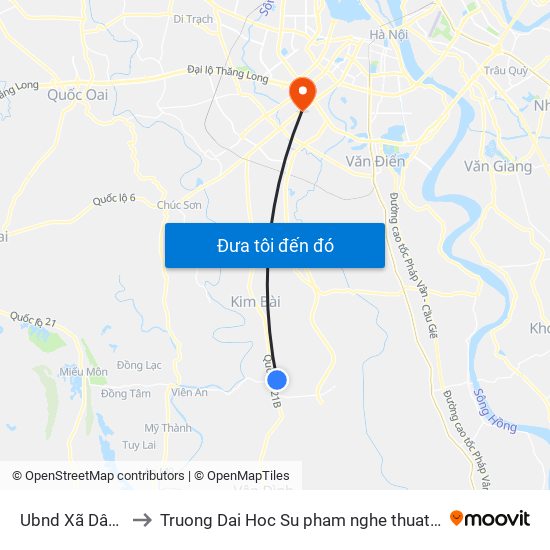 Ubnd Xã Dân Hòa to Truong Dai Hoc Su pham nghe thuat trung uong map