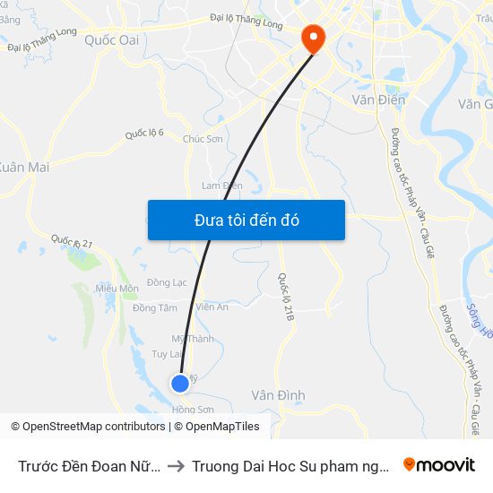 Trước Đền Đoan Nữ Khoảng 50m to Truong Dai Hoc Su pham nghe thuat trung uong map