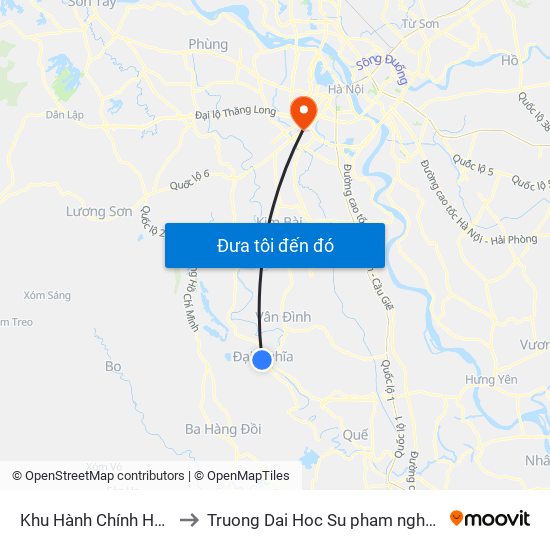 Khu Hành Chính Huyện Mỹ Đức to Truong Dai Hoc Su pham nghe thuat trung uong map