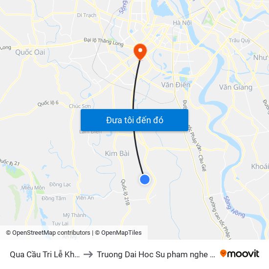 Qua Cầu Tri Lễ Khoảng 70m to Truong Dai Hoc Su pham nghe thuat trung uong map