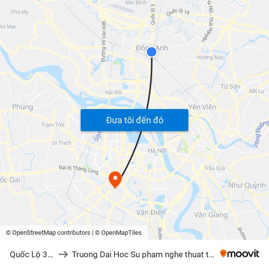 Quốc Lộ 3 181 to Truong Dai Hoc Su pham nghe thuat trung uong map