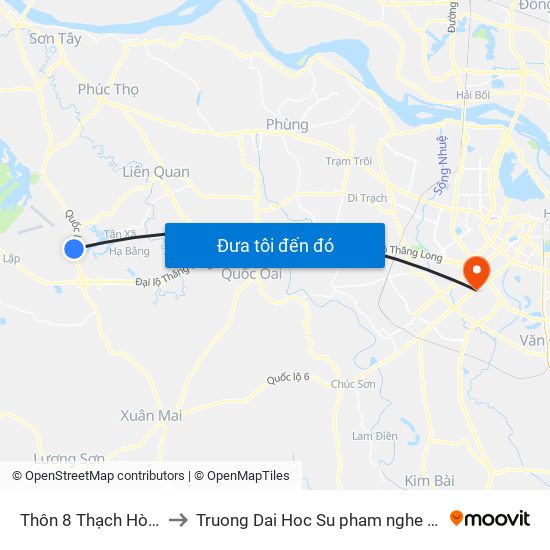 Thôn 8 Thạch Hòa Hòa Lạc to Truong Dai Hoc Su pham nghe thuat trung uong map