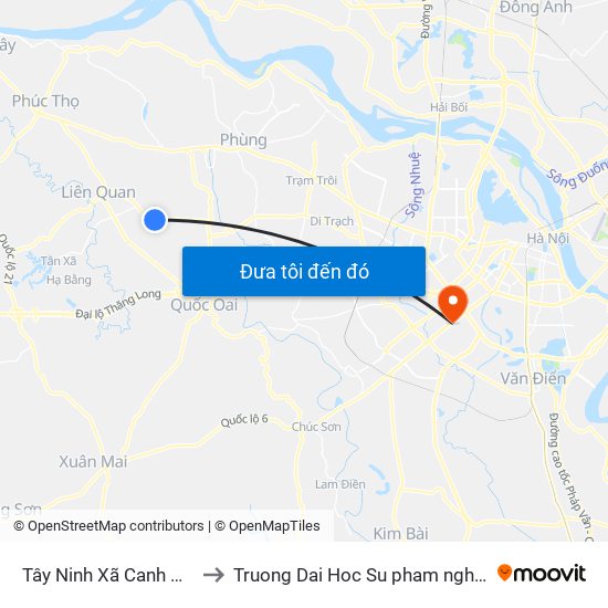 Tây Ninh Xã Canh Nậu (Chiều Đi) to Truong Dai Hoc Su pham nghe thuat trung uong map