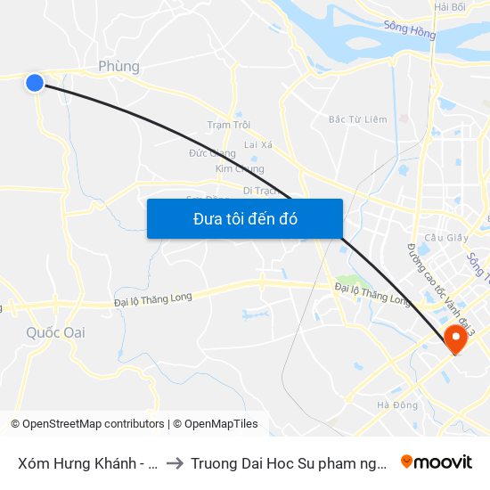 Xóm Hưng Khánh - Thôn Yên Dục to Truong Dai Hoc Su pham nghe thuat trung uong map