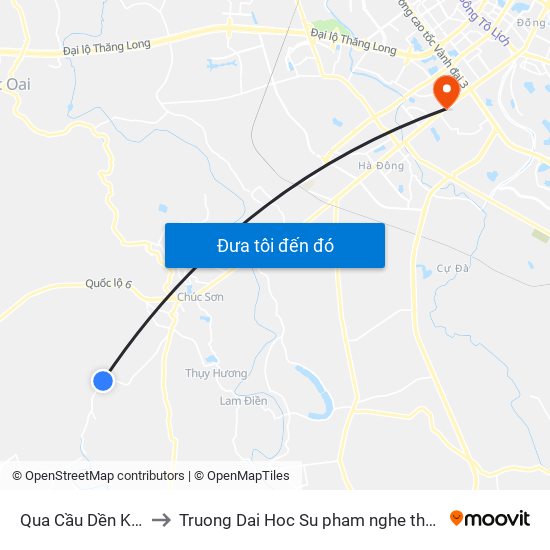 Qua Cầu Dền Khê 50m to Truong Dai Hoc Su pham nghe thuat trung uong map