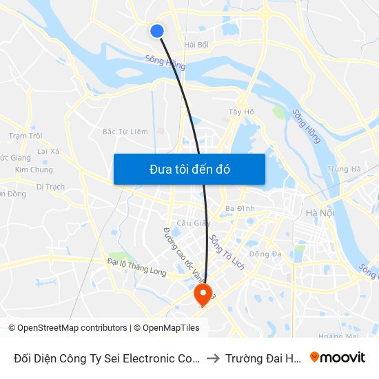 Đối Diện Công Ty Sei Electronic Components-Việt Nam to Trường Đai Học Hà Nội map