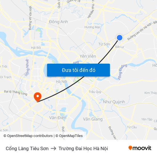 Cổng Làng Tiêu Sơn to Trường Đai Học Hà Nội map