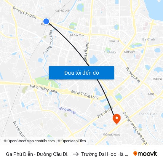 Ga Phú Diễn - Đường Cầu Diễn to Trường Đai Học Hà Nội map