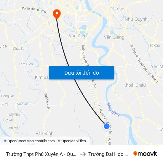 Trường Thpt Phú Xuyên A - Quốc Lộ 1a to Trường Đai Học Hà Nội map