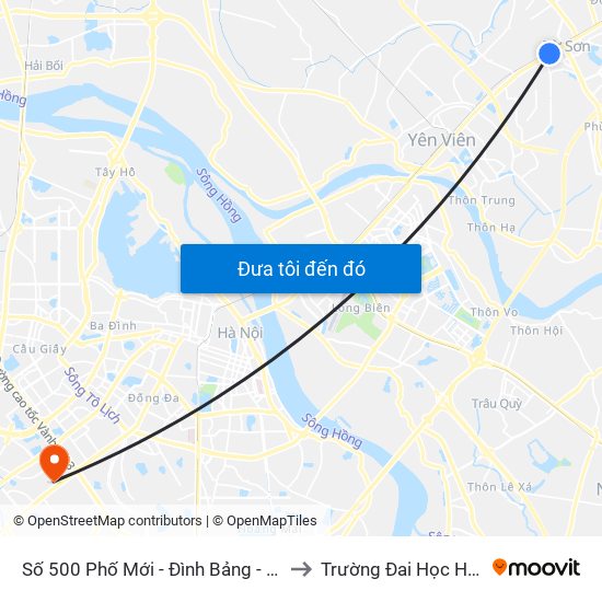 Số 500 Phố Mới - Đình Bảng - Từ Sơn to Trường Đai Học Hà Nội map