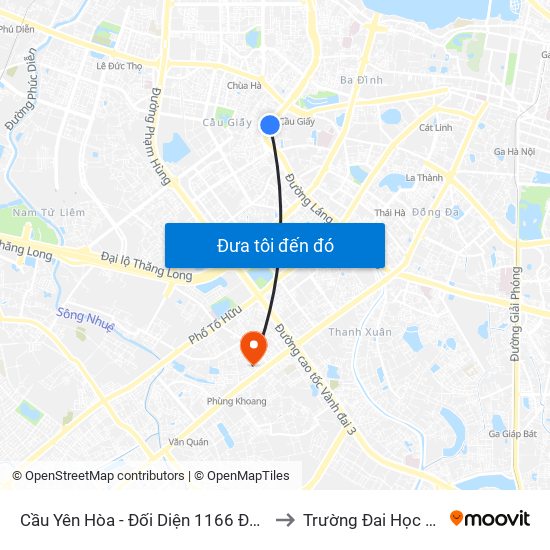 Cầu Yên Hòa - Đối Diện 1166 Đường Láng to Trường Đai Học Hà Nội map