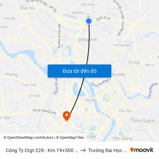 Công Ty Ctgt 228 - Km 19+500 Quốc Lộ 3 to Trường Đai Học Hà Nội map