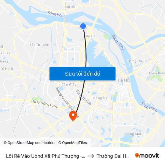 Lối Rẽ Vào Ubnd Xã Phú Thượng - An Dương Vương to Trường Đai Học Hà Nội map