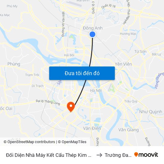 Đối Diện Nhà Máy Kết Cấu Thép Kim Khí Đông Anh - Km 13+400 Quốc Lộ 3 to Trường Đai Học Hà Nội map