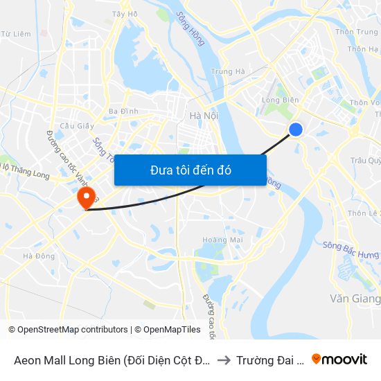 Aeon Mall Long Biên (Đối Diện Cột Điện T4a/2a-B Đường Cổ Linh) to Trường Đai Học Hà Nội map