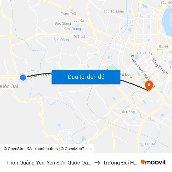 Thôn Quảng Yên, Yên Sơn, Quốc Oai - Đại Lộ Thăng Long to Trường Đai Học Hà Nội map