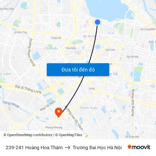 239-241 Hoàng Hoa Thám to Trường Đai Học Hà Nội map