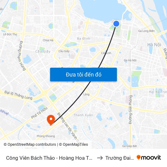 Công Viên Bách Thảo - Hoàng Hoa Thám (Đd Trường Thcs Chu Văn An) to Trường Đai Học Hà Nội map