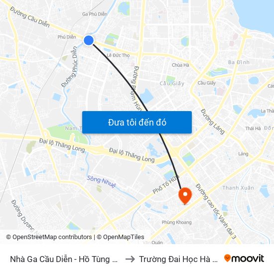 Nhà Ga Cầu Diễn - Hồ Tùng Mậu to Trường Đai Học Hà Nội map