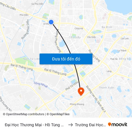 Đại Học Thương Mại - Hồ Tùng Mậu (Cột Sau) to Trường Đai Học Hà Nội map