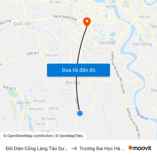 Đối Diện Cổng Làng Tảo Dương to Trường Đai Học Hà Nội map