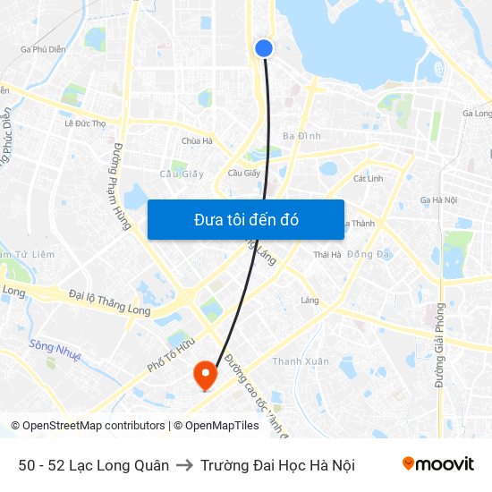 50 - 52 Lạc Long Quân to Trường Đai Học Hà Nội map