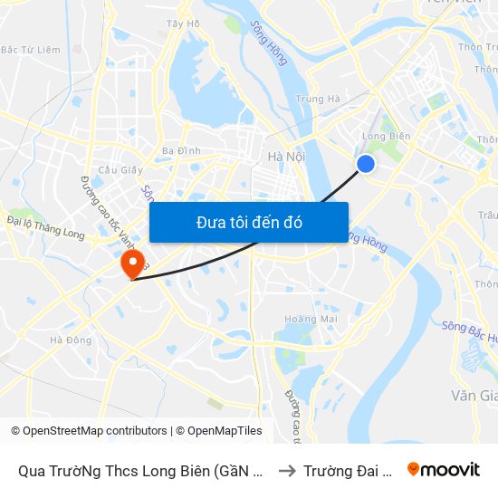 Qua TrườNg Thcs Long Biên (GầN Ngõ 46 Tư ĐìNh) - Cổ Linh to Trường Đai Học Hà Nội map